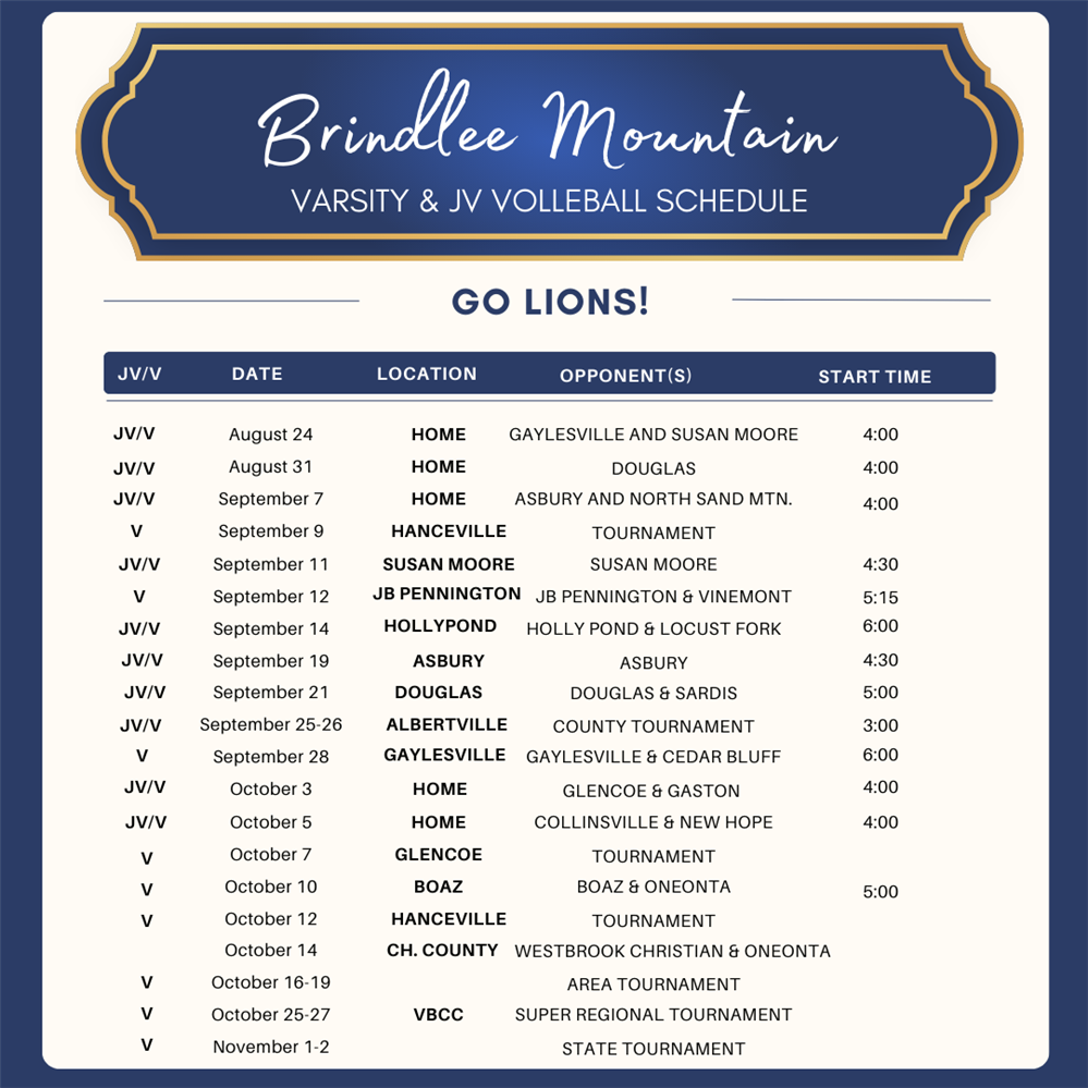 2023 VOLLEYBALL SCHEDULE